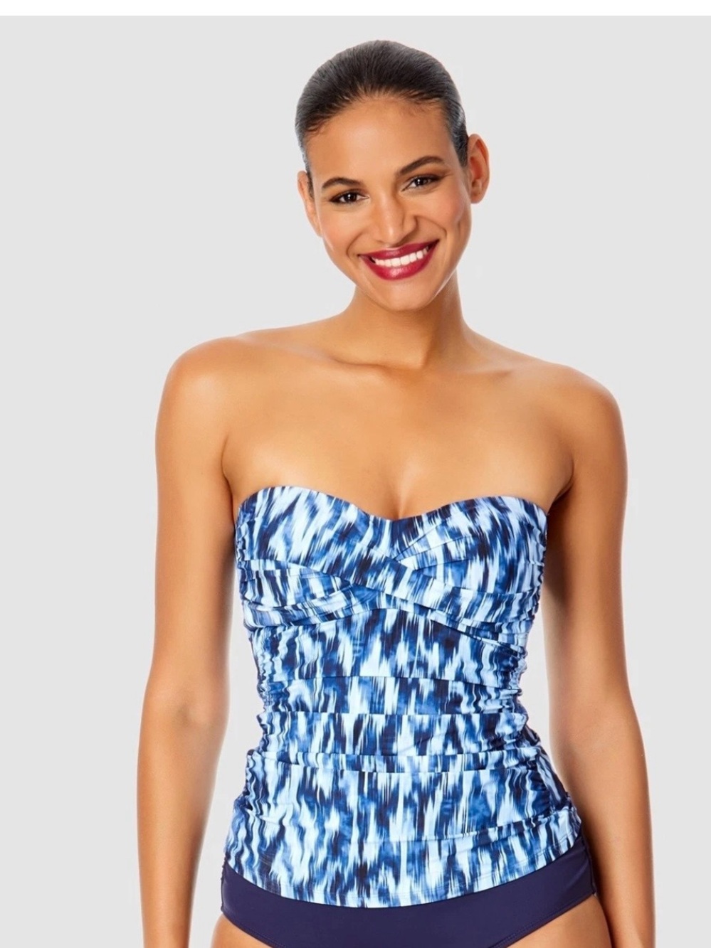 NWT Anne Cole Bandeau Tankini Top Medium with Stap